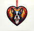 Boston Terrier Stained Glass Effect Heart Suncatcher